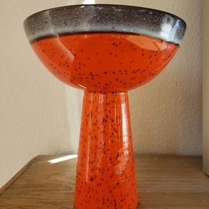 MCM footed vase - speckled glaze